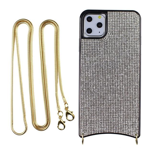 Apple iPhone Diamond Case Hülle mit Riemen Silver Cover