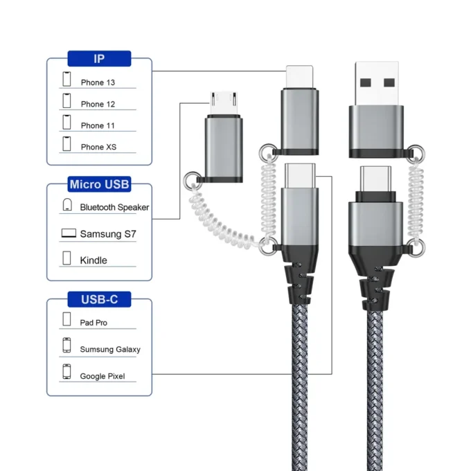 Ladekabel USB-C Micro Lightning 6in1 _ Charging cable USB USB C Micro Lightning Multi USB kabel